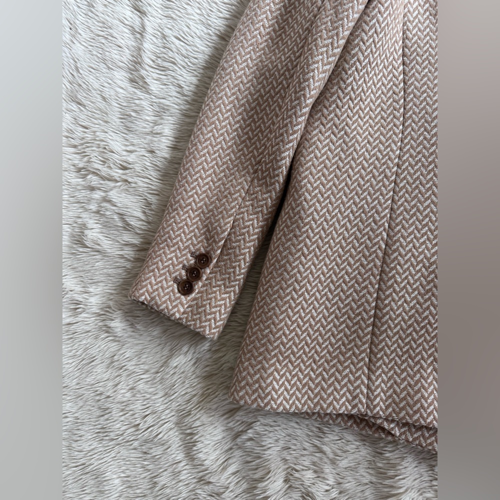 Anine Bing Beige Chevron Double-Breasted Blazer - Picture 13 of 16